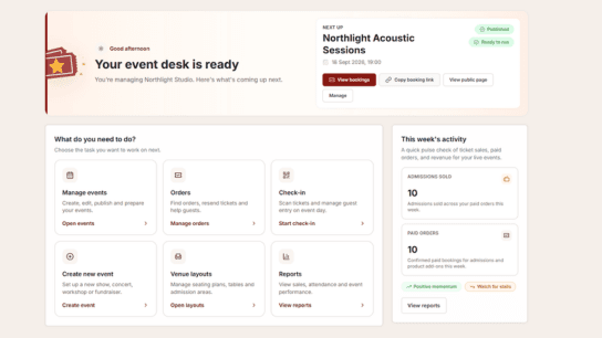 Admin event management screenshot