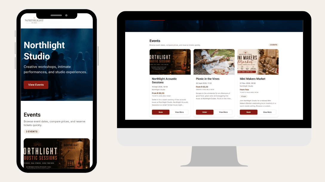 Event landing page screenshot